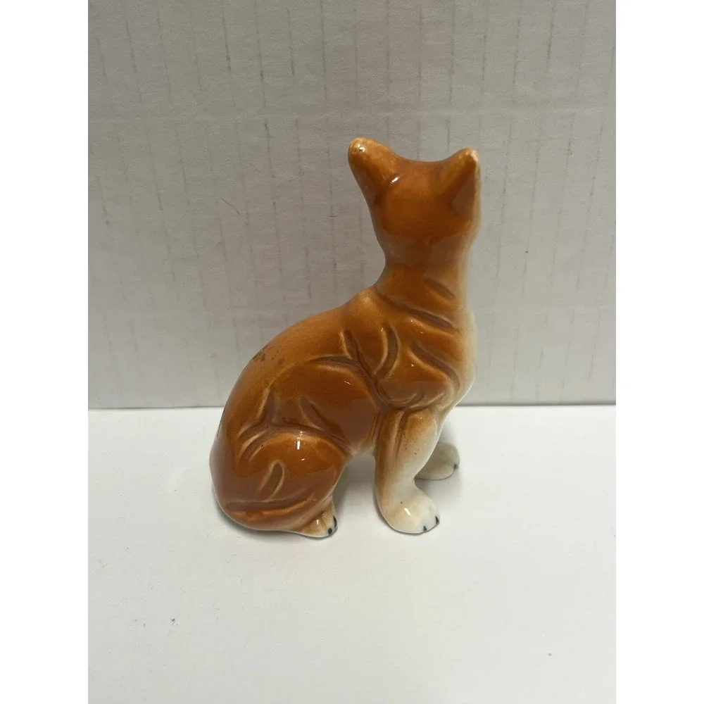 Vintage Orange Tabby Cat Figurine Porcelain Ceramic Feline Kitty‎ Cat 3.5